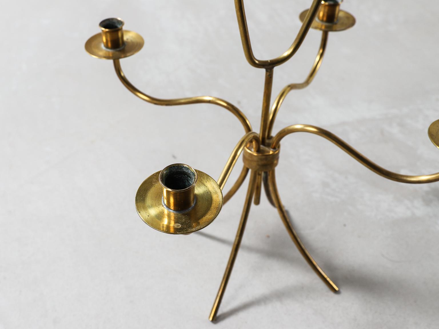 Brass Candelabrum, Swedish, Mid-20th Century In Good Condition In London, Charterhouse Square