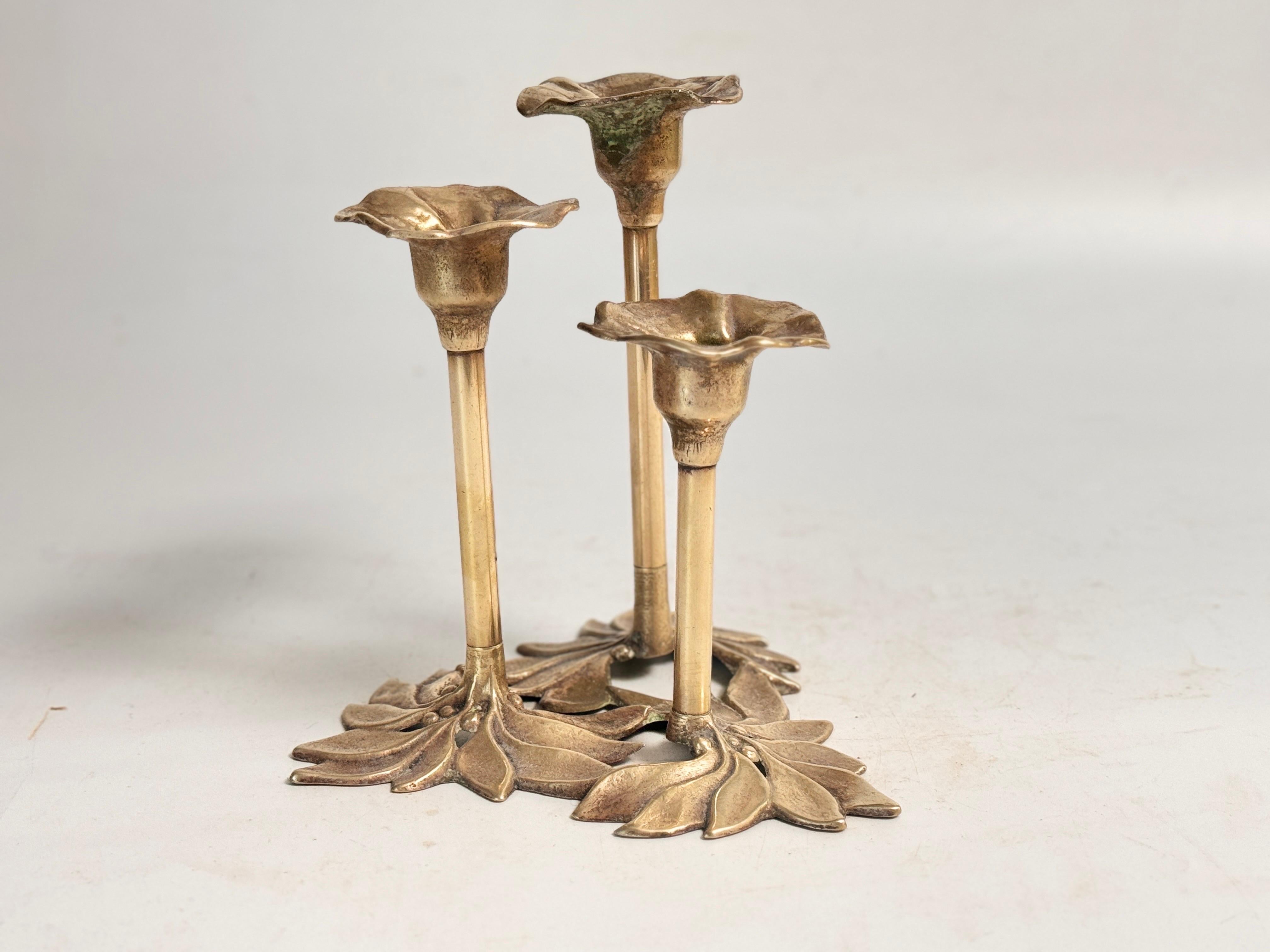Brass Candle Handle in the Style of Carl Frederik Christiansen In Good Condition For Sale In Auribeau sur Siagne, FR