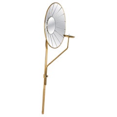 Brass candle holder and mirror