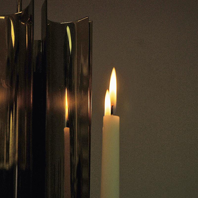 Brass Candleholder Chandelier by Pierre Forssell for Skultuna, Sweden, 1960s 1
