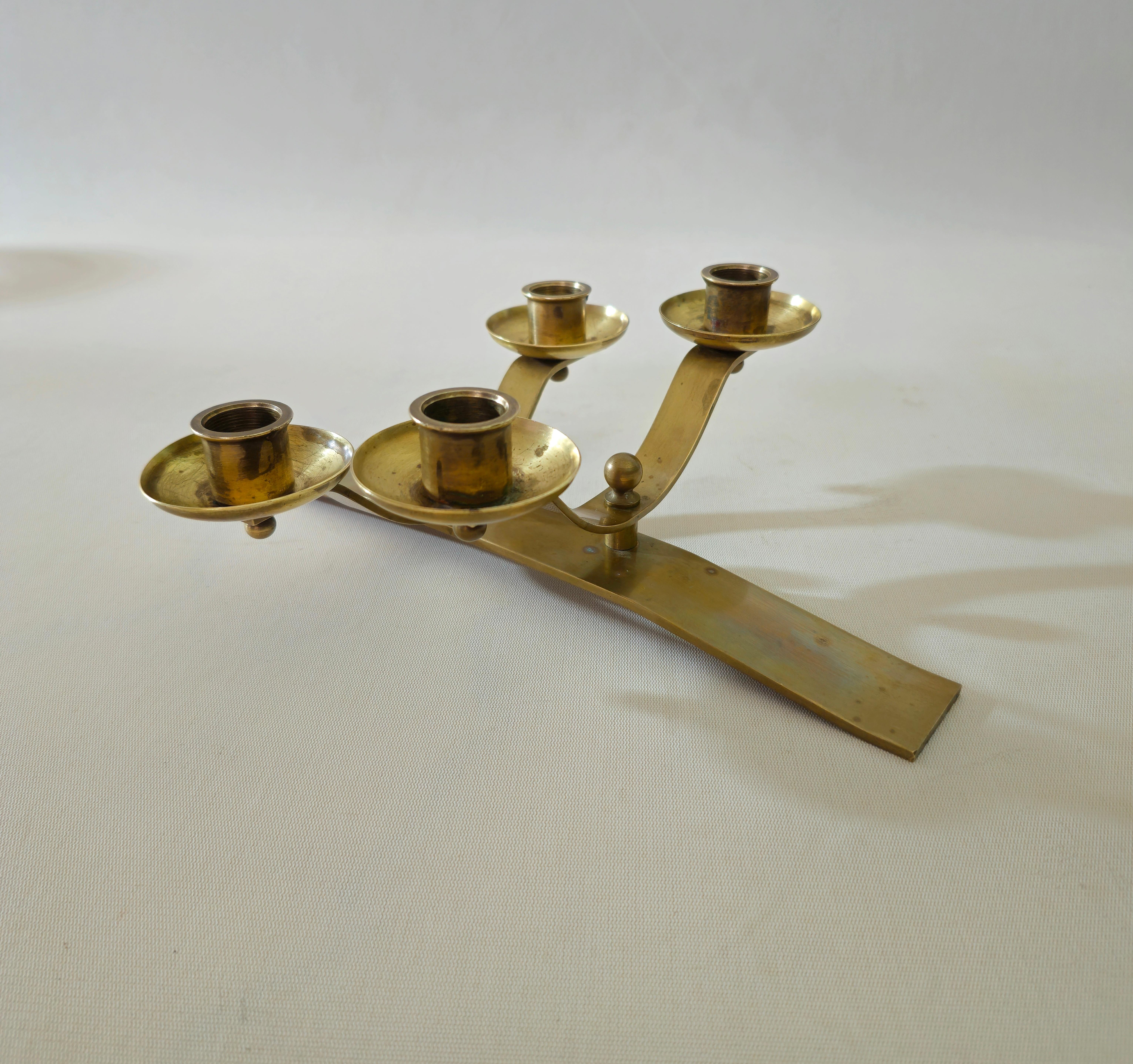 Brass candle holder Midcentury Italy 1960s In Good Condition For Sale In Palermo, IT