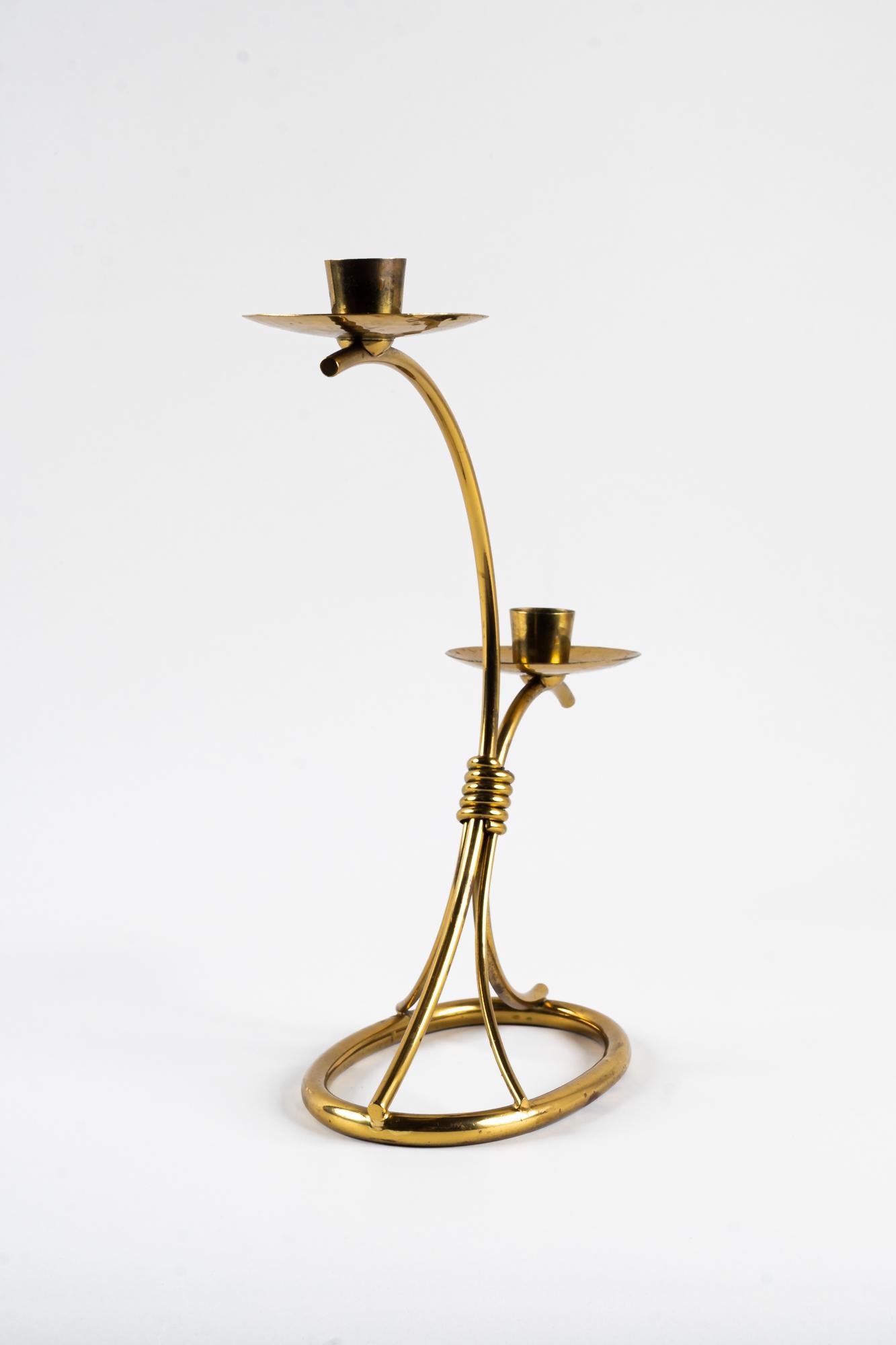 Mid-20th Century Brass Candle Holder, Vienna, Around 1950s For Sale