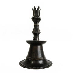 Brass Candle Holder with Crown Head, Hand-Forged, Turkey, 21st Century