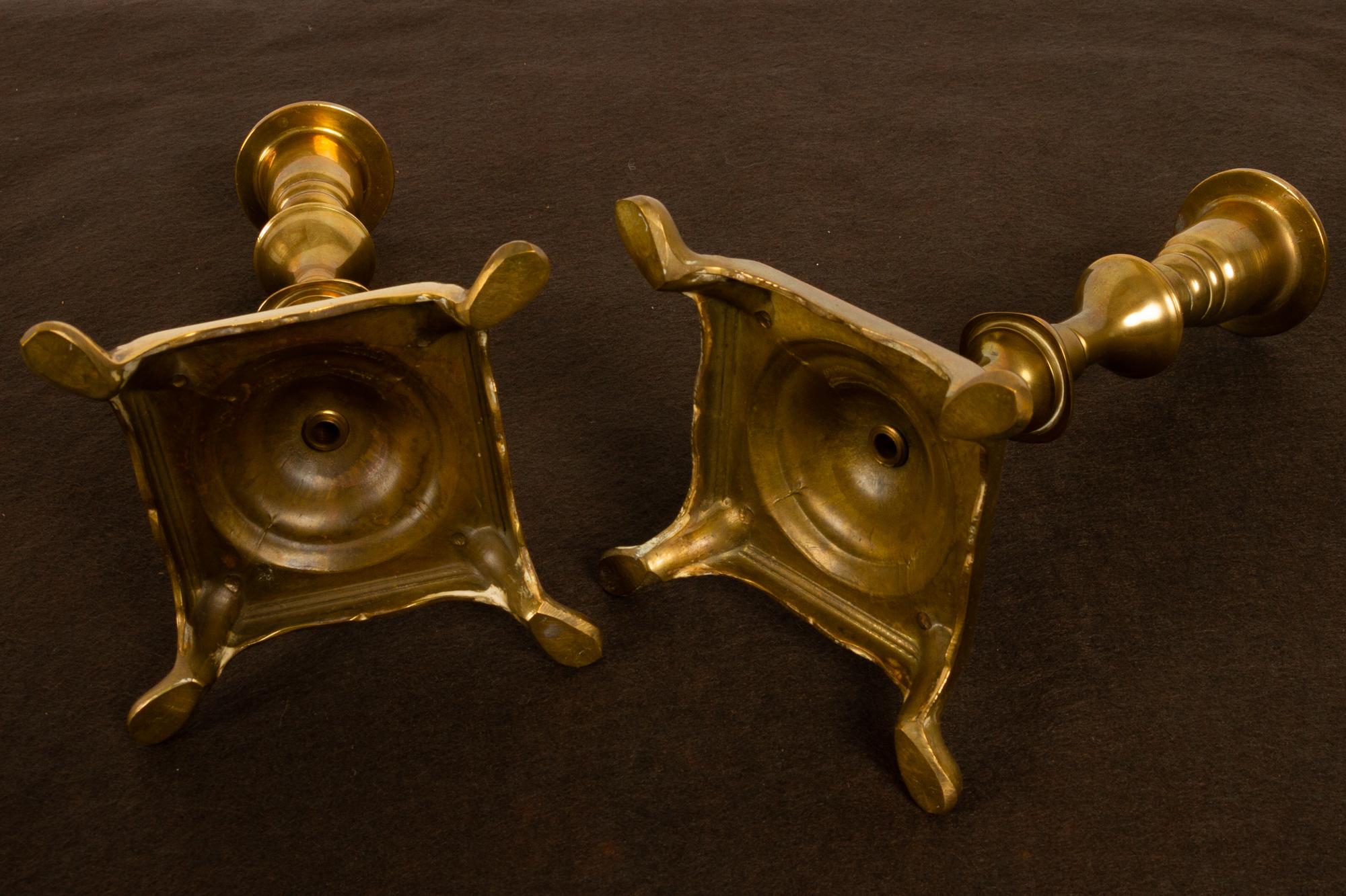 Brass Candleholders, 19th Century, Set of 6 9