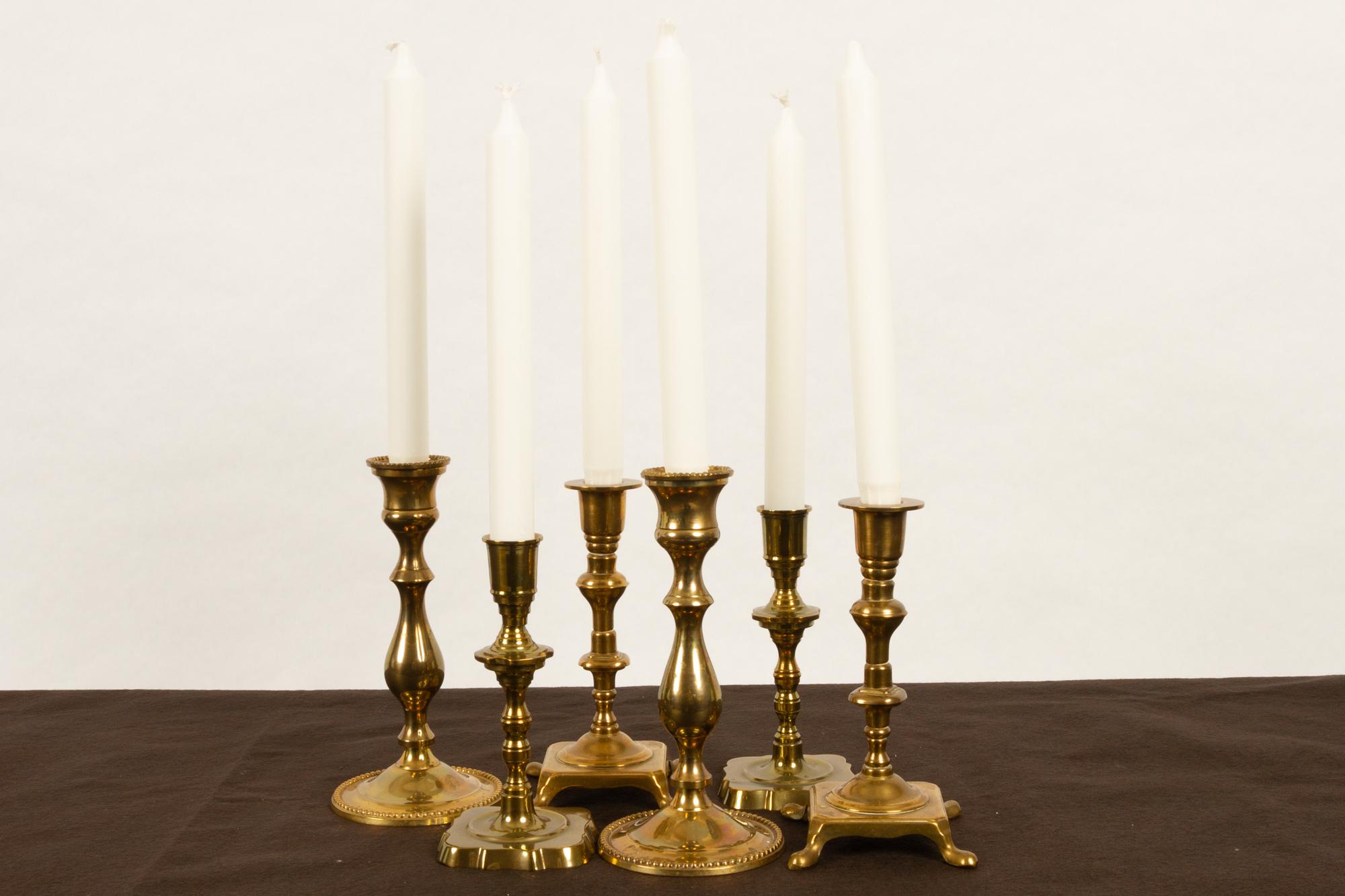 Brass Candleholders, 19th Century, Set of 6 11