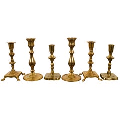 Brass Candleholders, 19th Century, Set of 6