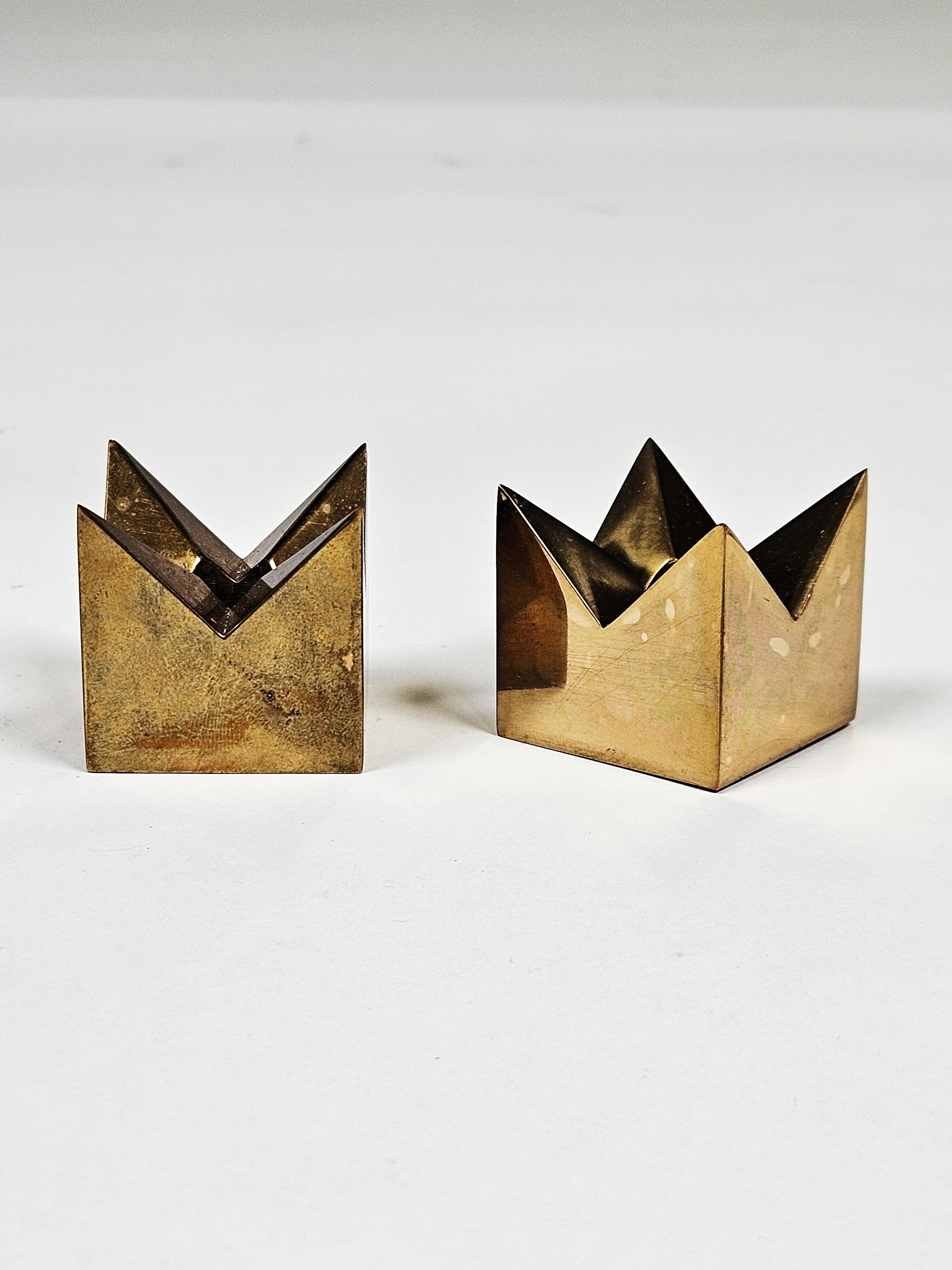 Swedish Brass candle holders by Pierre Forssell for Skultuna, Sweden, 1960s For Sale
