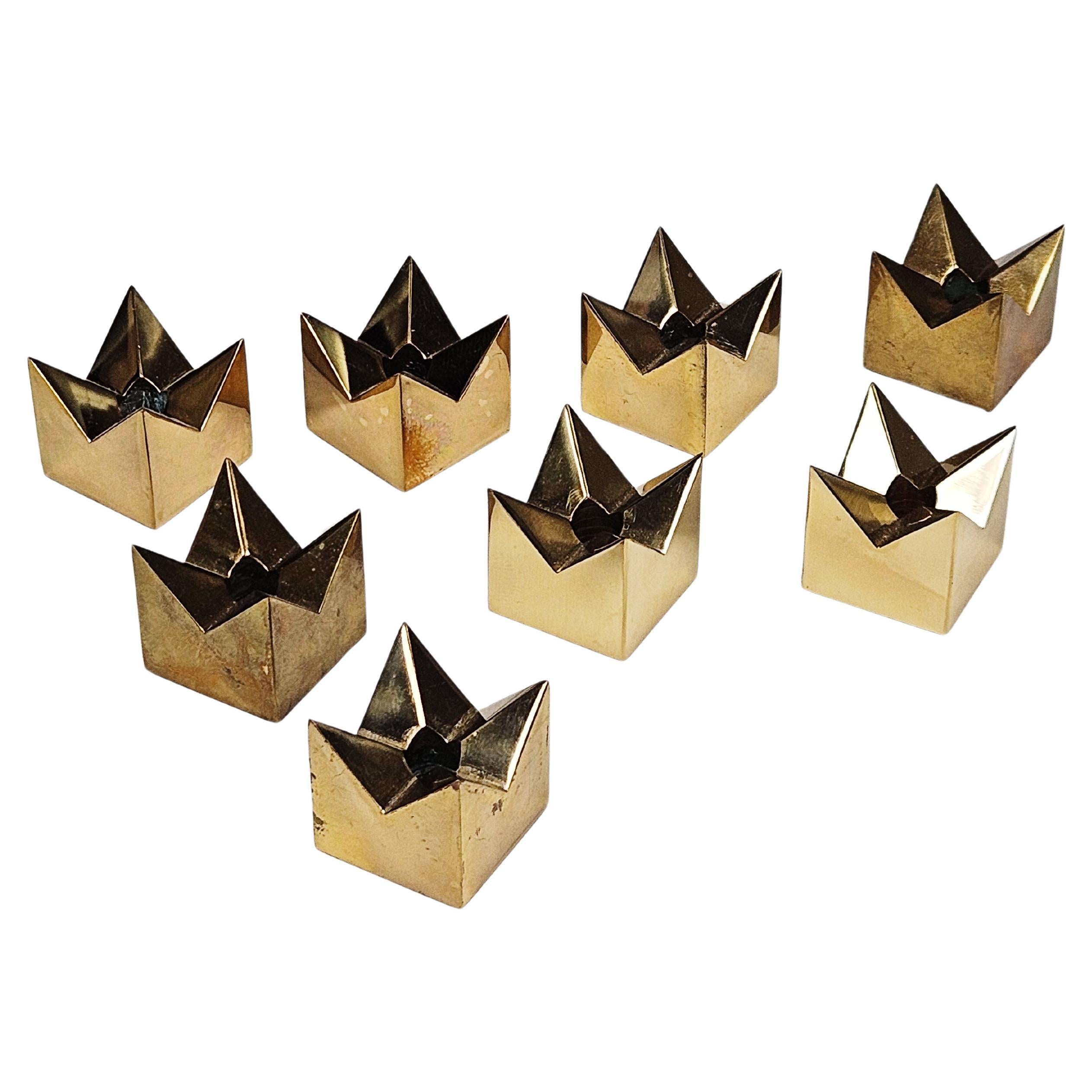 Brass candle holders by Pierre Forssell for Skultuna, Sweden, 1960s For Sale