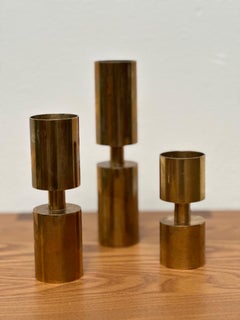 Brass Candle Holders by Thelma Zoéga for Zoégas Kaffe 1886-1976, Set of 3, 1970s