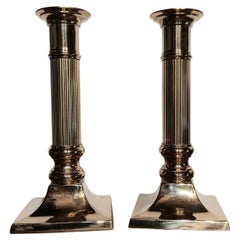Brass Candle Holders Column-Shaped Grand Tour Style, Set