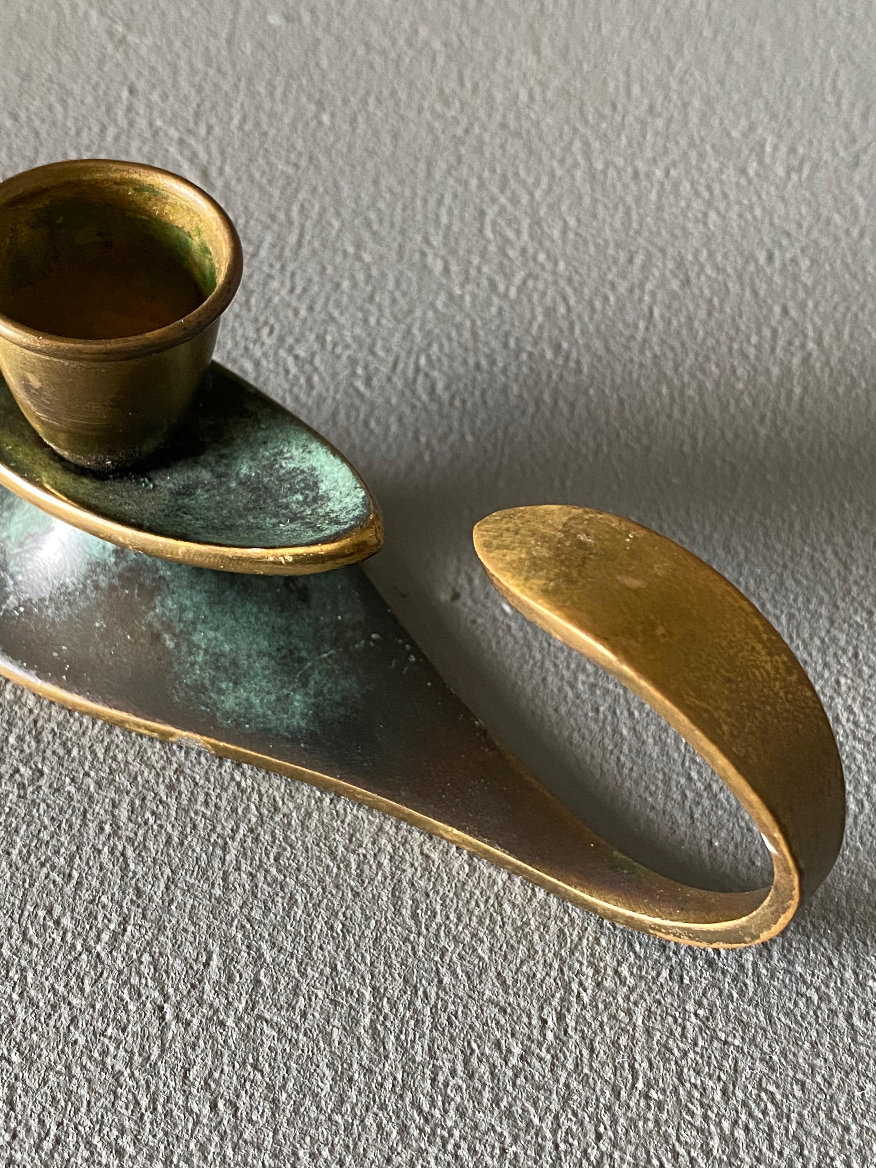 Mid-Century Modern Brass Candle Holders Made in Israel, circa 1960