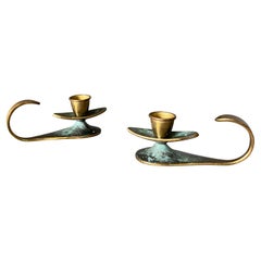 Brass Candle Holders Made in Israel, circa 1960 