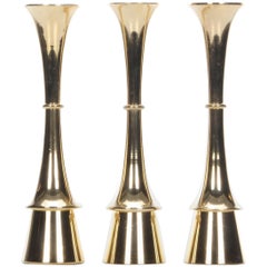Vintage Brass Candleholders 'Set', 1960s, Three Beautiful Brass Candlesticks