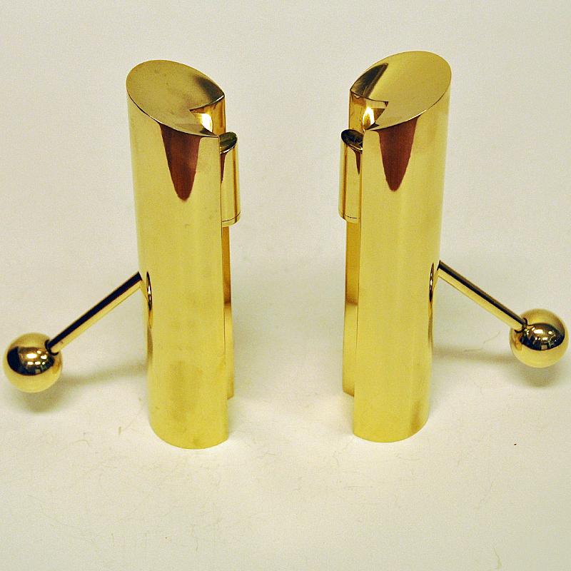 Scandinavian Modern Brass Candleholders Variabel by Pierre Forsell for Skultuna, Sweden, 1960s