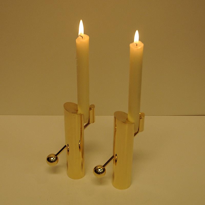 Mid-20th Century Brass Candleholders Variabel by Pierre Forsell for Skultuna, Sweden, 1960s