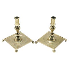 Brass Candle Holders with Paw Feet, a Pair
