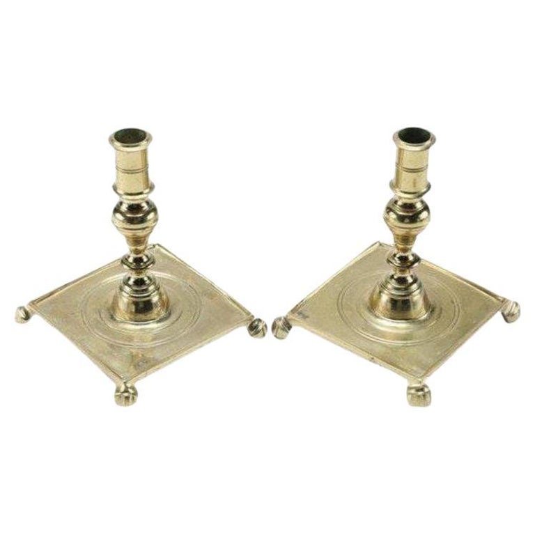 Brass Candle Holders with Paw Feet, a Pair For Sale at 1stDibs