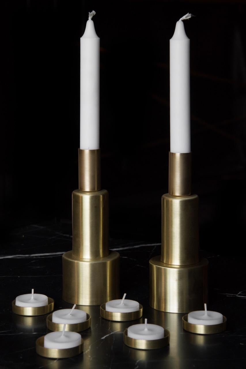 Modern Brass Candle Sticks For Sale