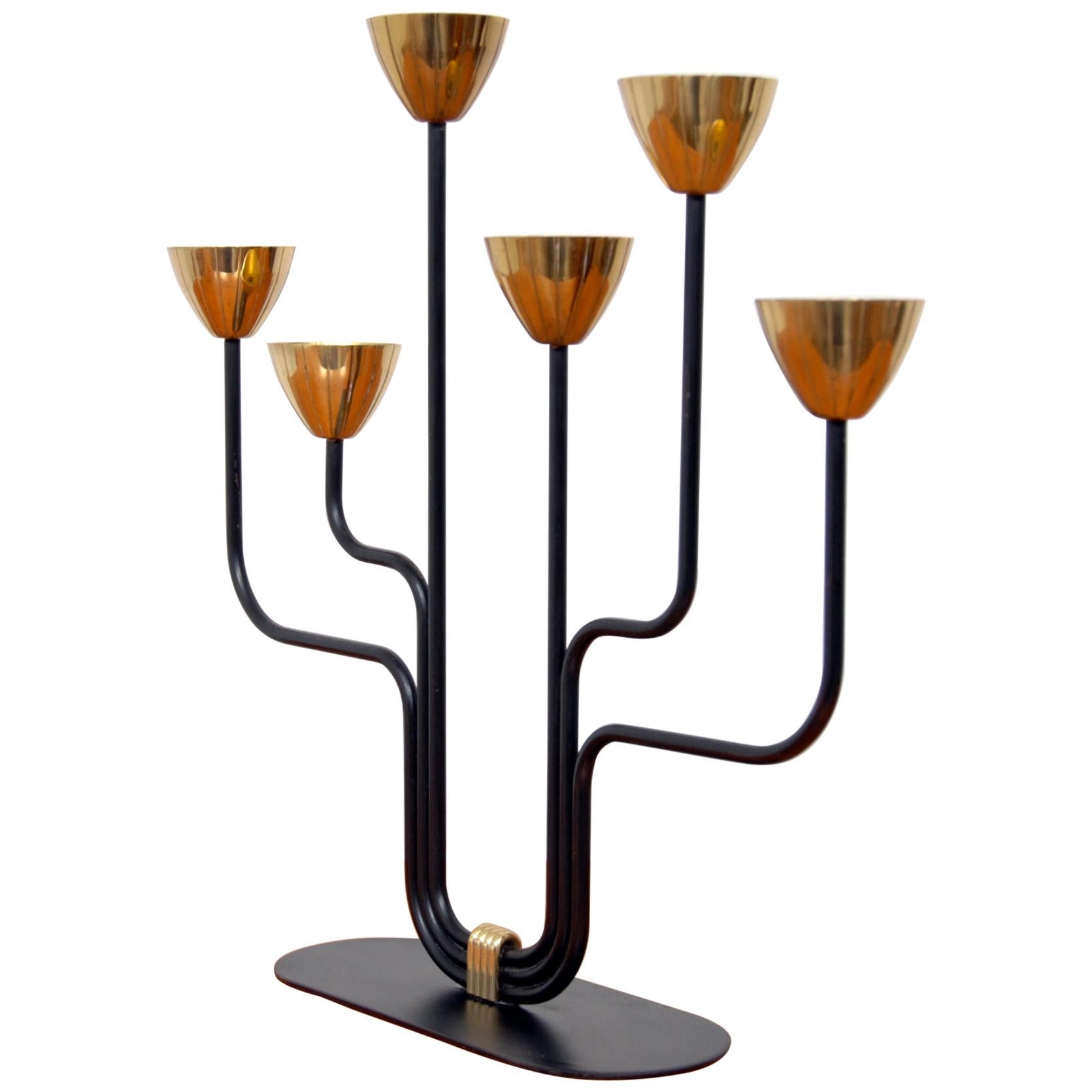 Brass Candleholder by Gunnar Ander for Ystad Metall, Sweden