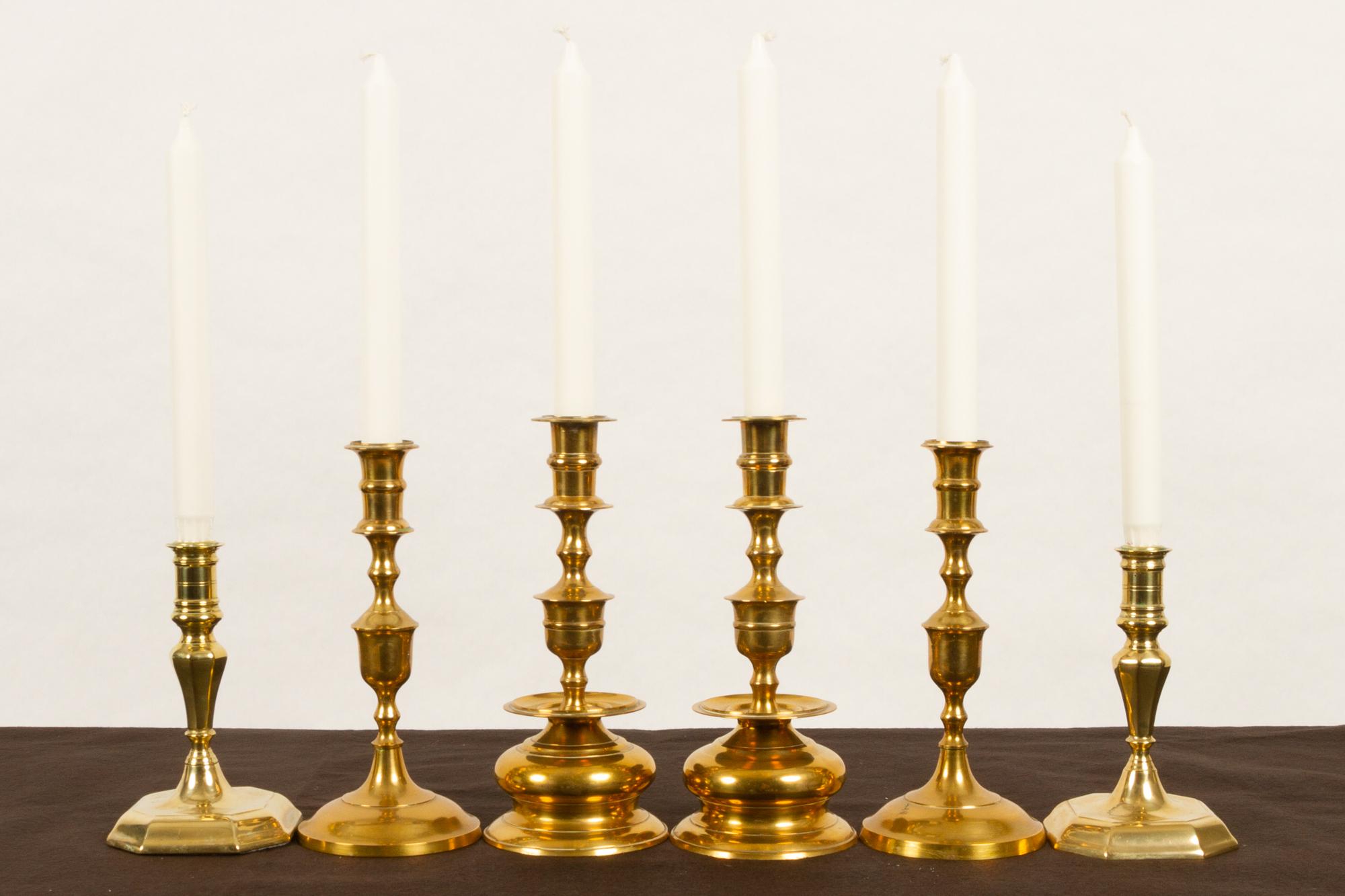 Brass Candleholders, 19th Century, Set of 6 8