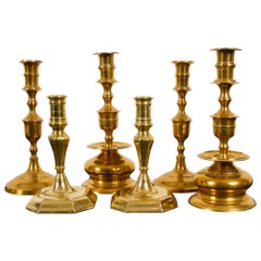 Brass Candleholders, 19th Century, Set of 6