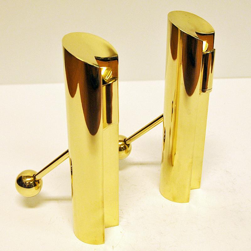 Polished Brass Candleholders Variabel by Pierre Forssell for Skultuna, Sweden, 1960s