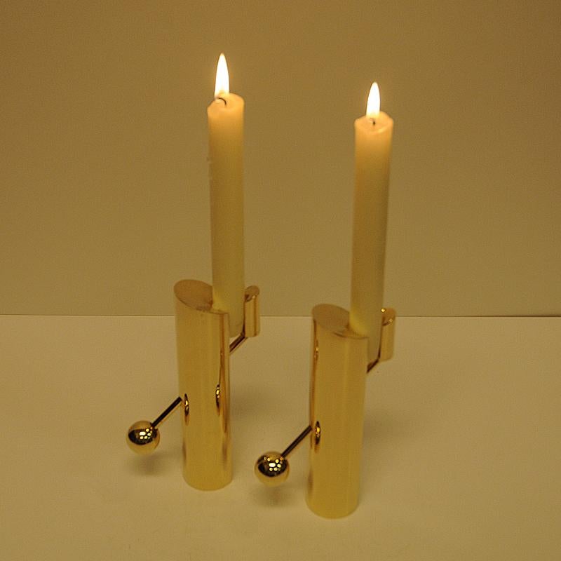 Mid-20th Century Brass Candleholders Variabel by Pierre Forssell for Skultuna, Sweden, 1960s