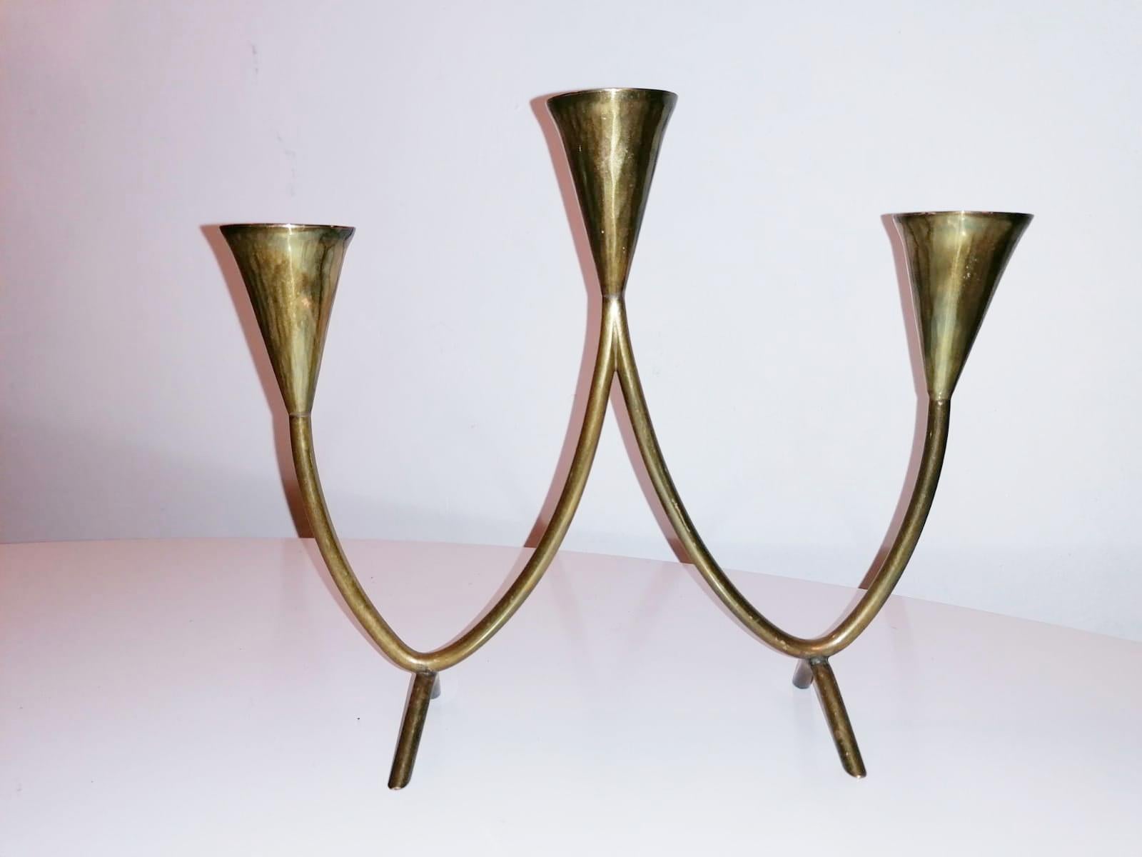 Brass Candlestick Attributed to Hagenauer Wien For Sale 2