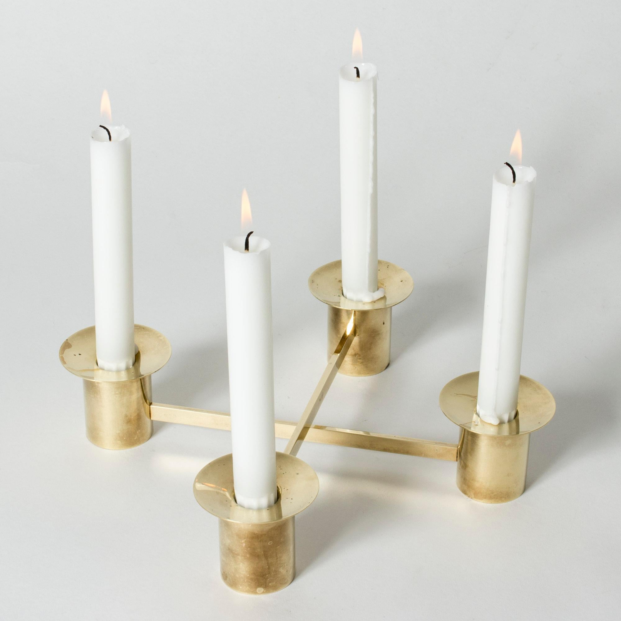 Elegant brass candlestick by Sigurd Persson, made in two sections that can be set in a variation of ways. Can also be combined with additional sections.