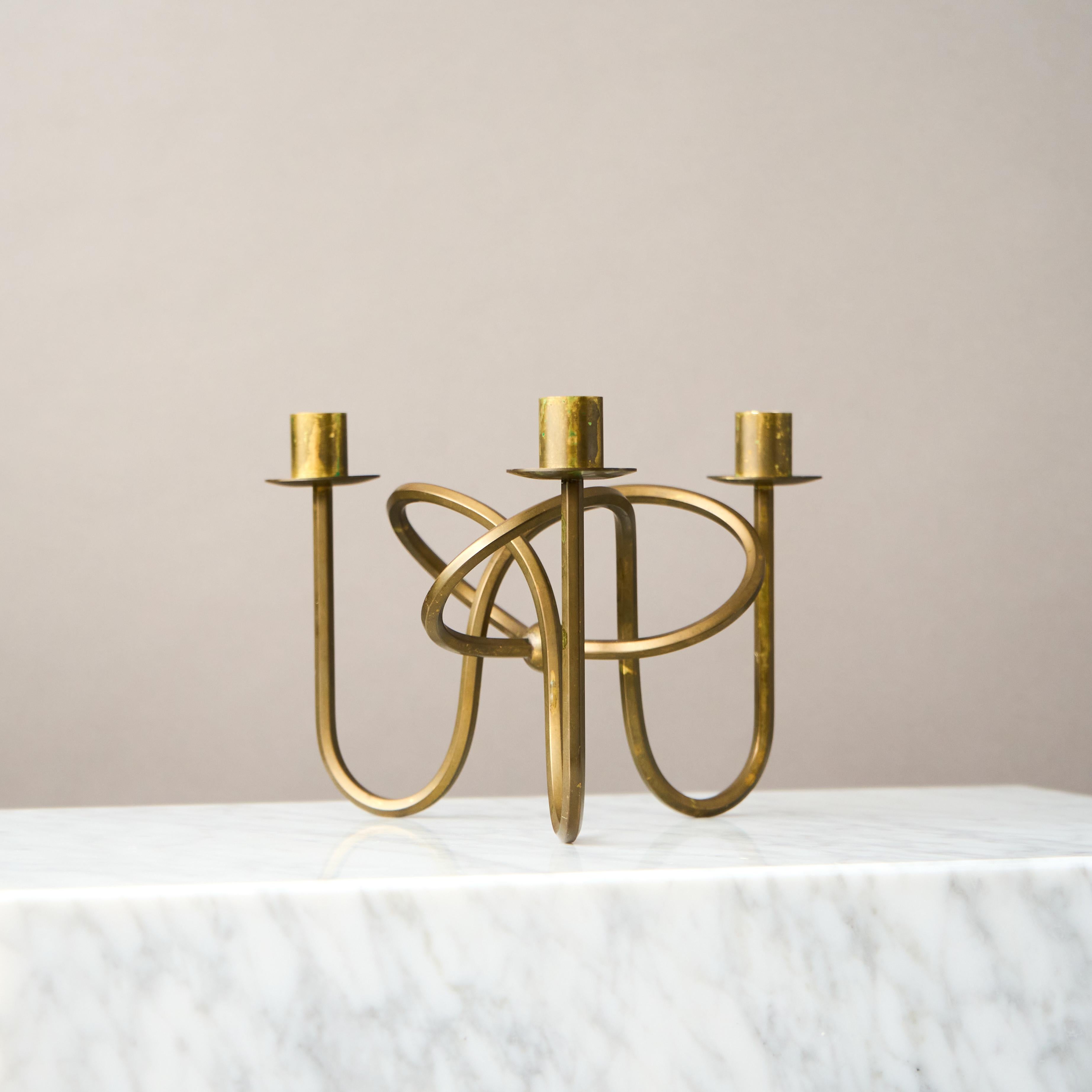 Swedish Brass Candlestick 'Vanskapsknuten' by Josef Frank for Svenskt Tenn, Sweden, 1938 For Sale