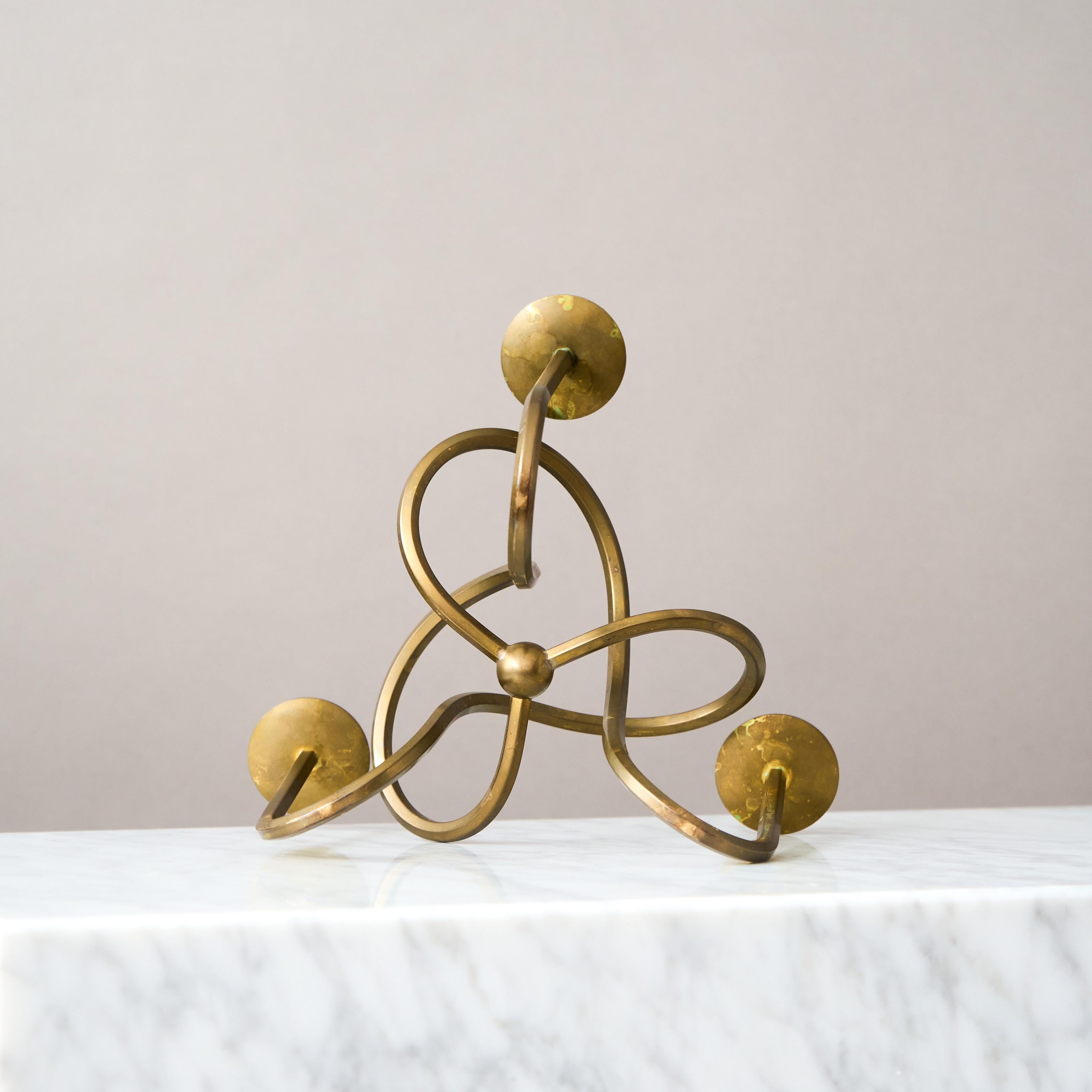 20th Century Brass Candlestick 'Vanskapsknuten' by Josef Frank for Svenskt Tenn, Sweden, 1938 For Sale