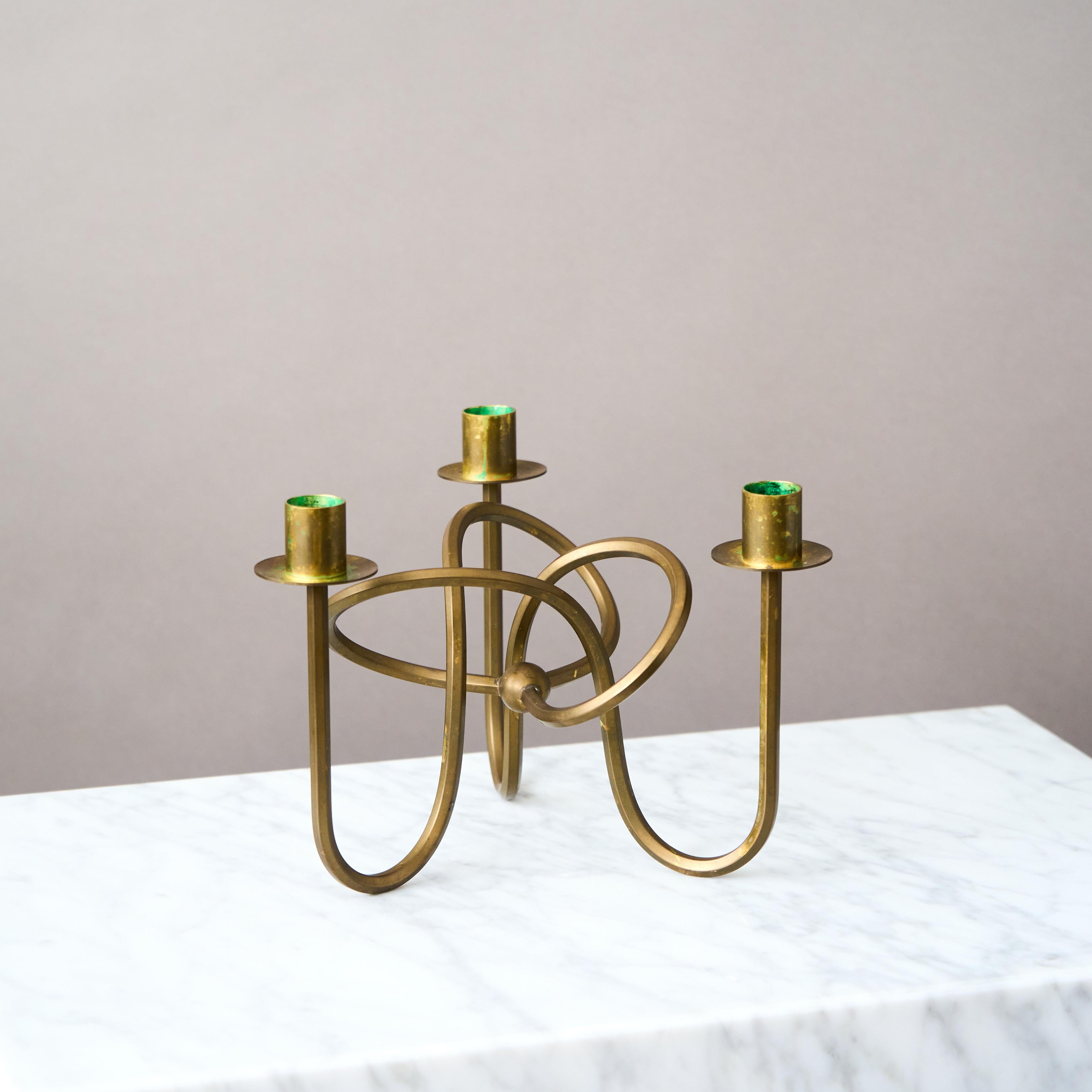 Brass Candlestick 'Vanskapsknuten' by Josef Frank for Svenskt Tenn, Sweden, 1938 For Sale 1