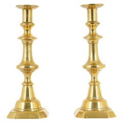 Brass Candlesticks, Brass Candle Holders, Victorian, Scotland 1880, B1674