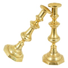 Brass Candlesticks, Brass Candleholders, Victorian, Scotland, 1880, B1673