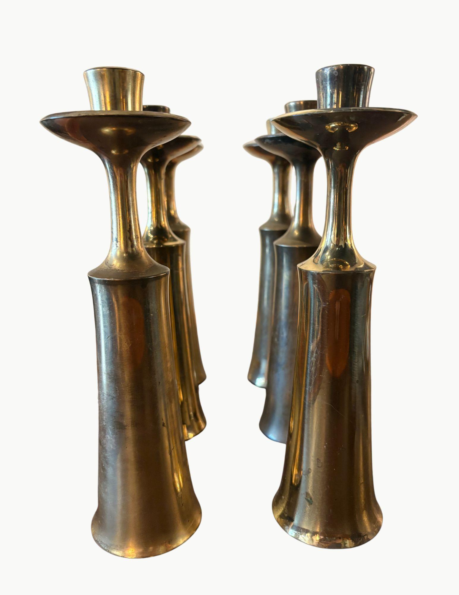 XX secolo Candelieri in ottone di Jens Quistgaard per Dansk, set di 6 pezzi in vendita