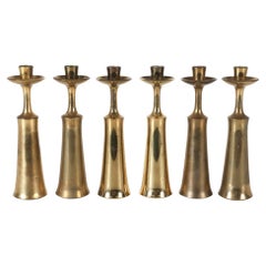 Brass Candlesticks by Jens Quistgaard for Dansk, Set of 6