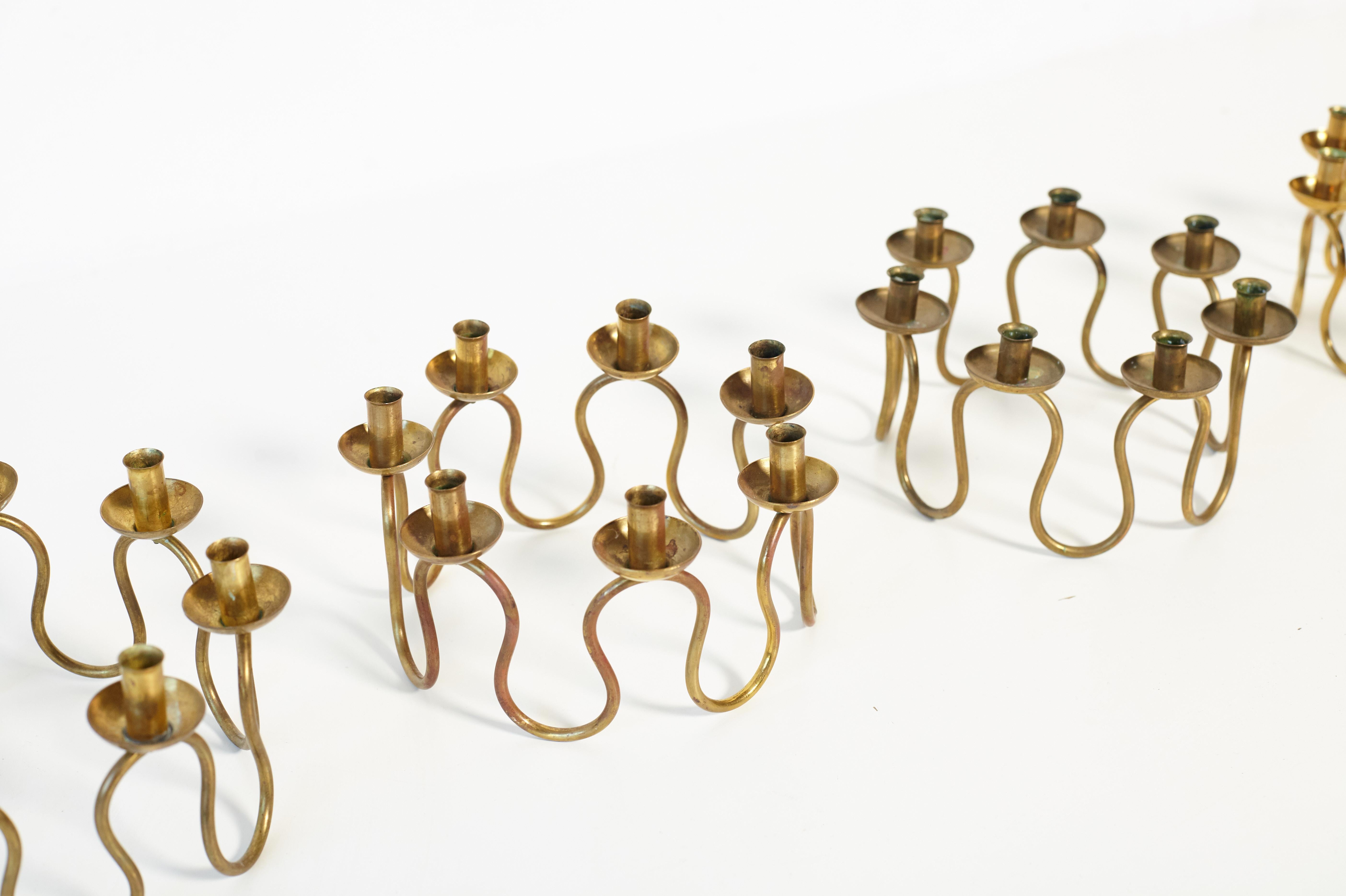 20th Century Brass Candlesticks by Lars Holmstrom for Firma Svenskt Tenn, Sweden, 1950s