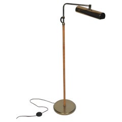 Brass & Cane Floor Lamp in the Style of Paavo Tynell