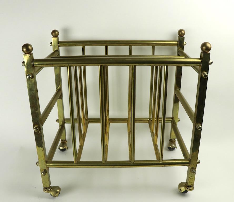 Brass Canterbury Magazine Rack In Good Condition For Sale In New York, NY