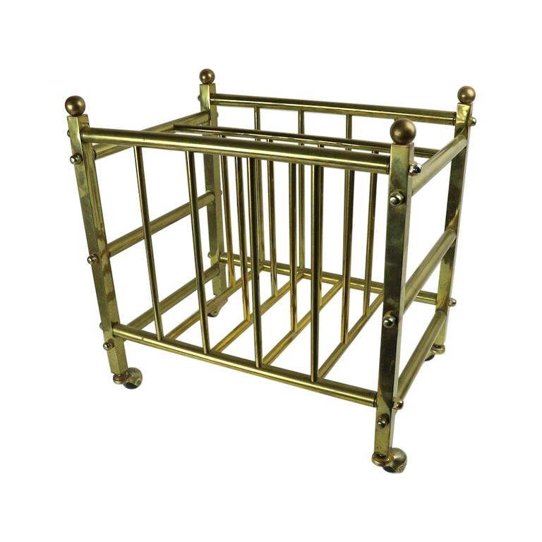 Brass Canterbury Magazine Rack For Sale