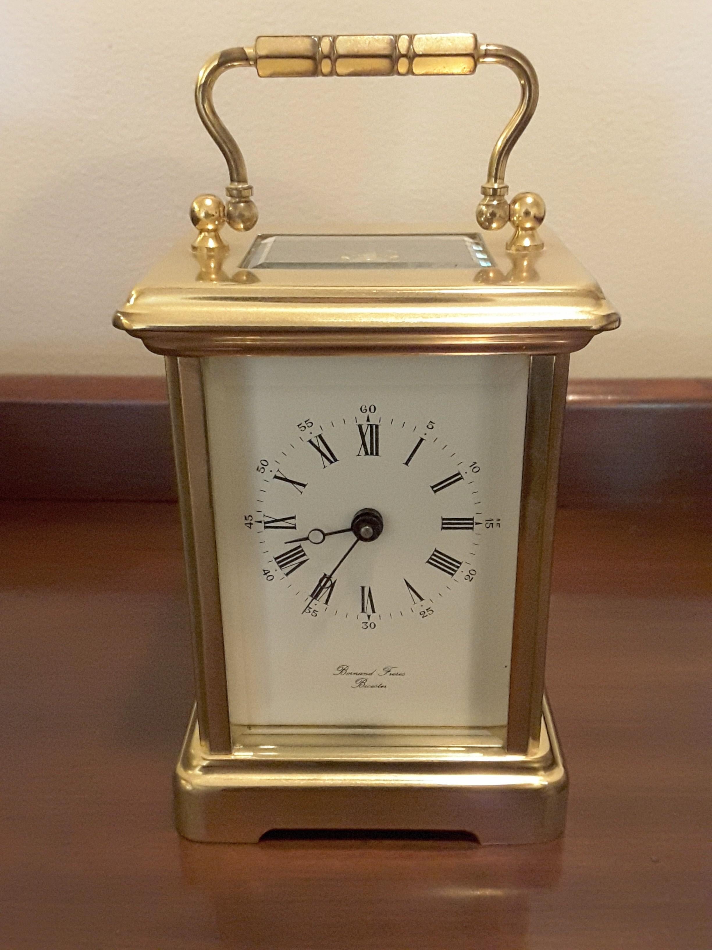 Brass Carriage Clock by Bornand Freres, England 2