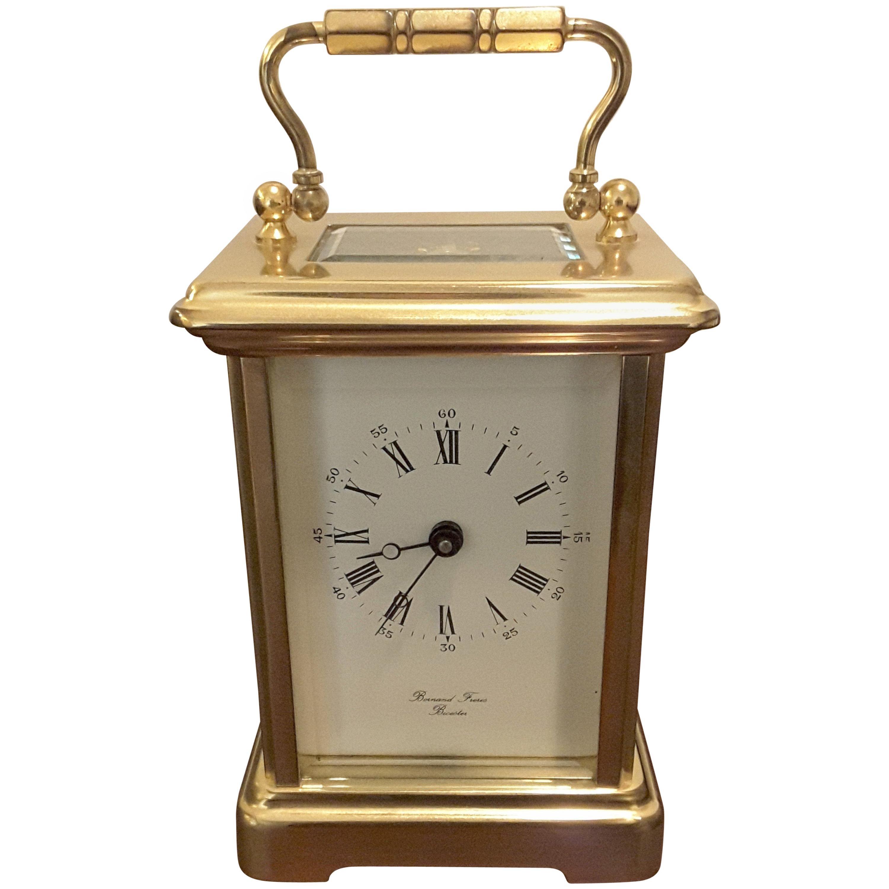 Brass Carriage Clock by Bornand Freres, England