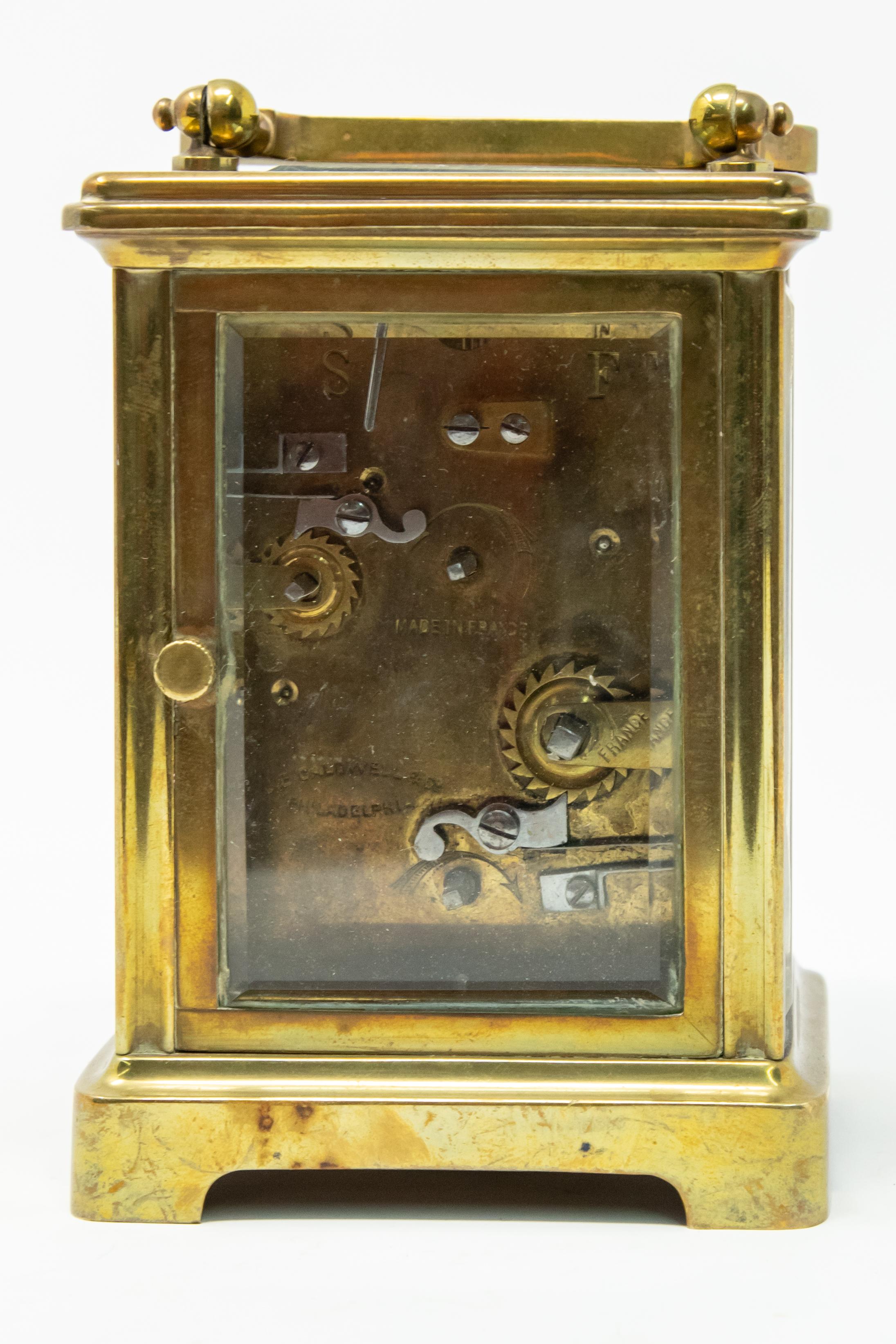 Brass Carriage Clock by J. E.Caldwell & Co. For Sale 3