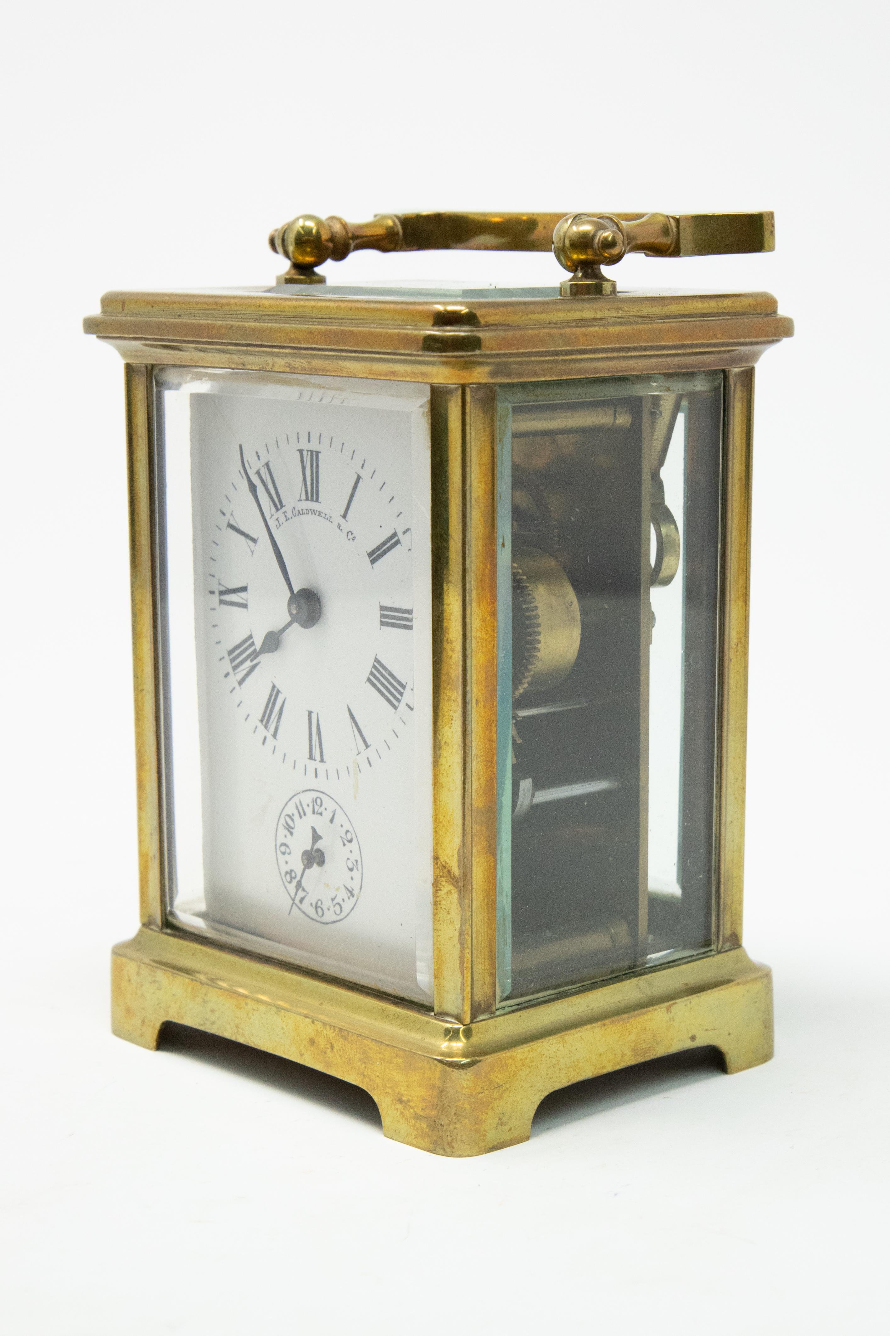 American Classical Brass Carriage Clock by J. E.Caldwell & Co. For Sale
