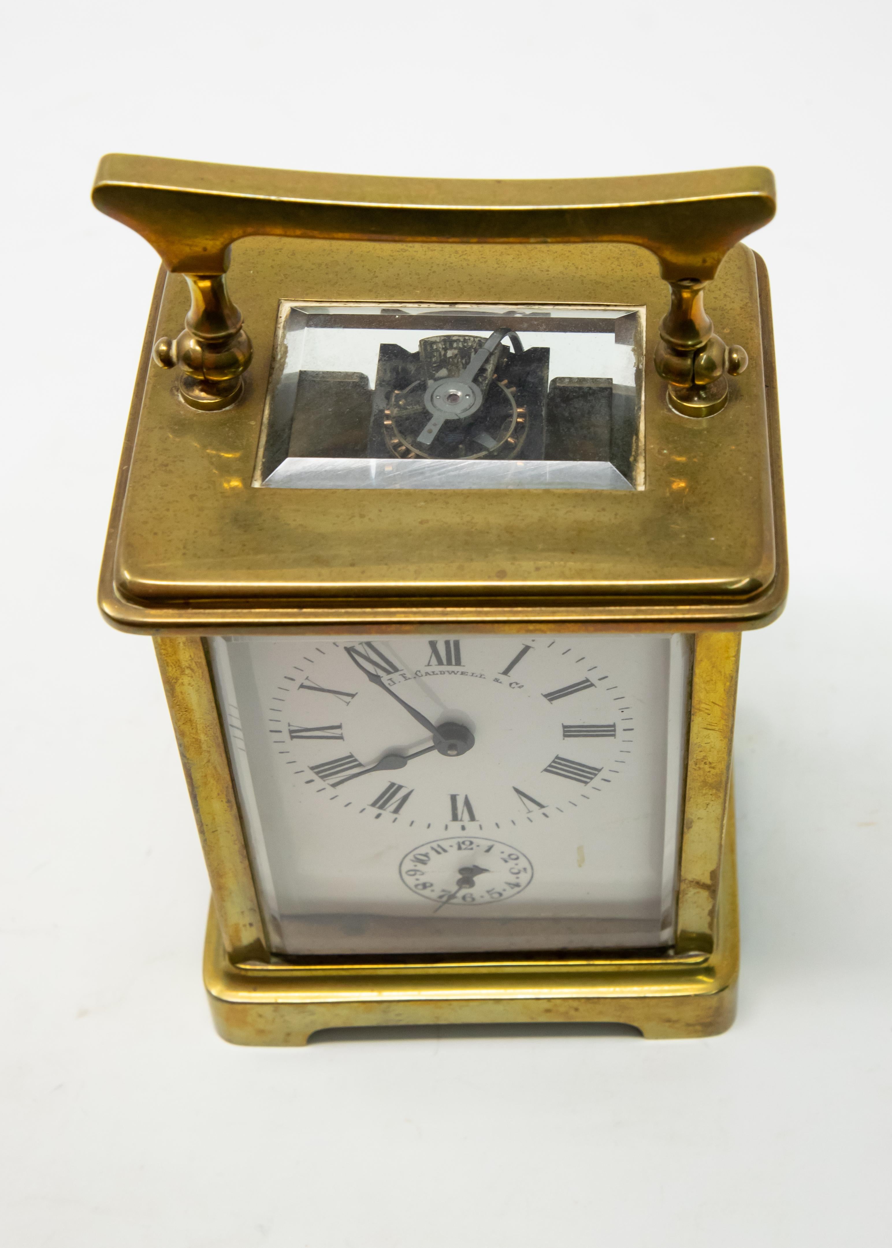 Brass Carriage Clock by J. E.Caldwell & Co. For Sale 2