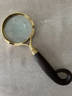 Brass Carved Magnifying Glass with Handle