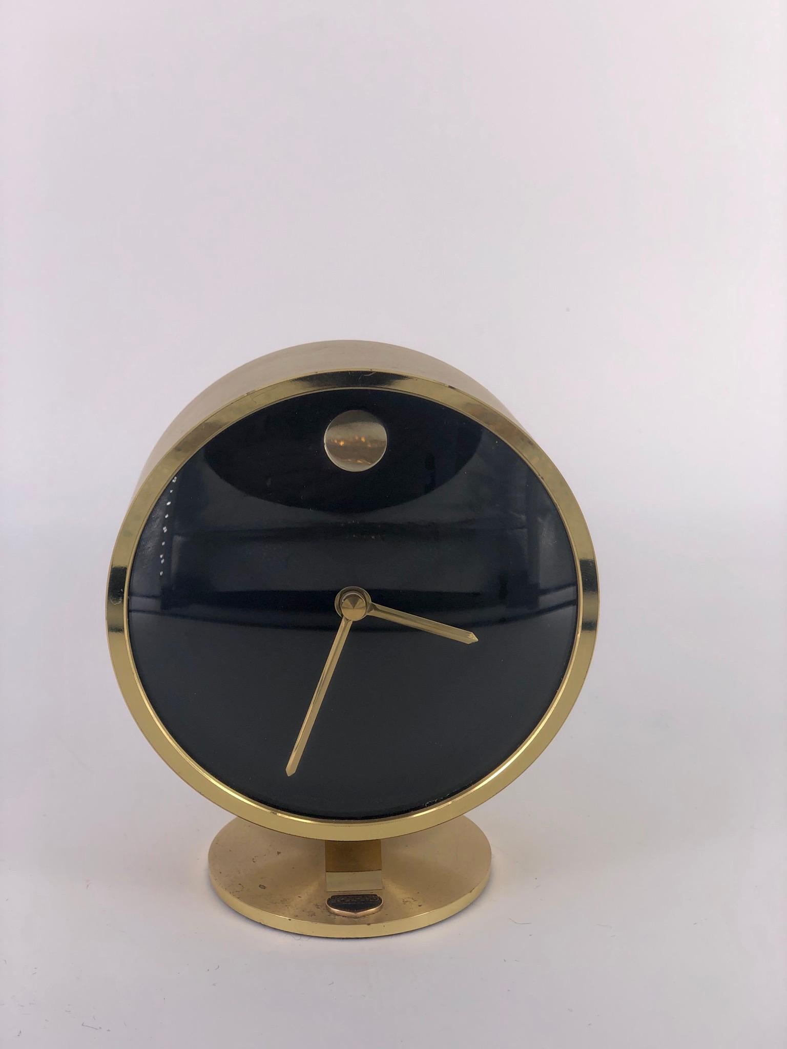 Mid-Century Modern Brass Case Howard Miller Table / Desk Clock