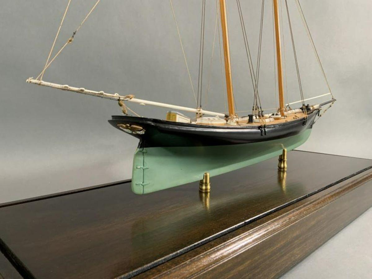 Wood Brass Case Ship Model 