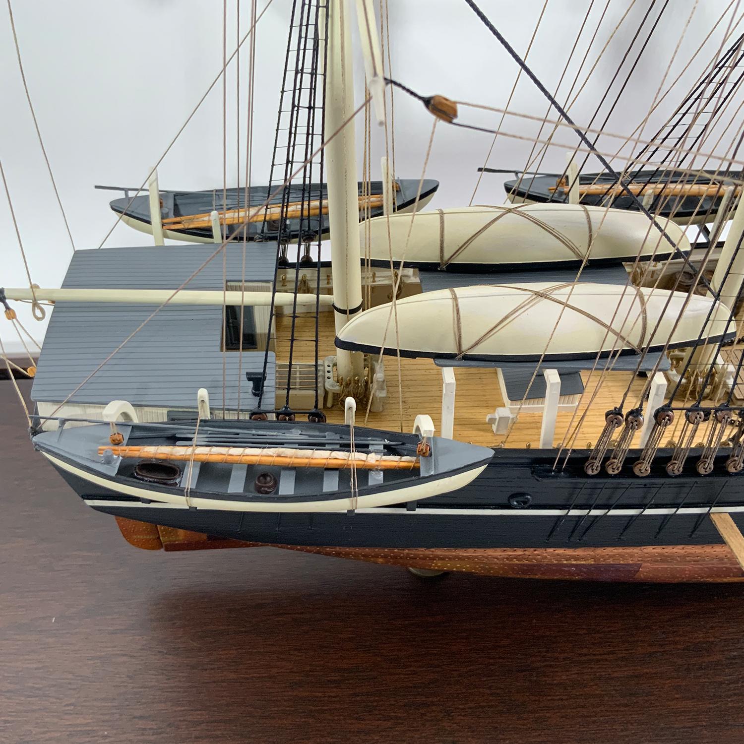 Wood Brass Case Ship Model by Hitchcock 