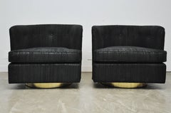Brass Case Swivel Chairs by Milo Baughman